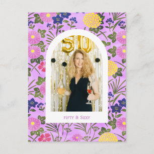50th birthday photo floral elegant Photo Notebook Postcard