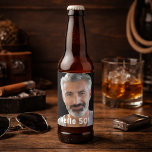 50th birthday photo hello 50 guys men beer bottle label<br><div class="desc">Template for Your photo.  White text overlay: Hello 50!  A label for a 50th birthday party for guys.</div>