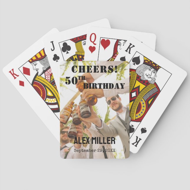 50th Birthday Photo Keepsake Cheers Playing Cards (Back)