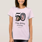 50th Birthday photo name personalised T-Shirt (Front)