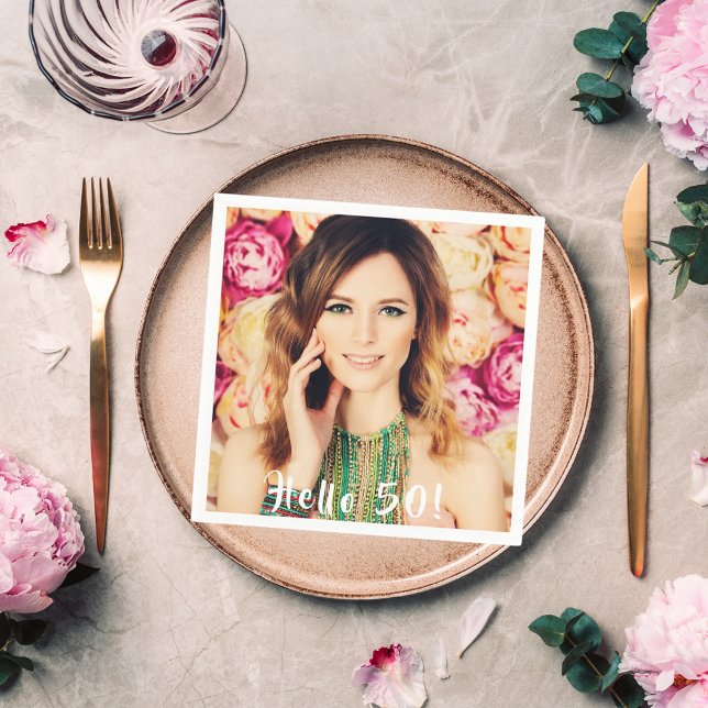 50th birthday photo party napkin (Creator Uploaded)