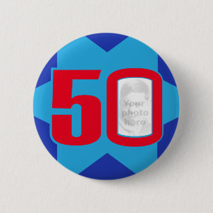 50th Birthday photo star button/badge 6 Cm Round Badge