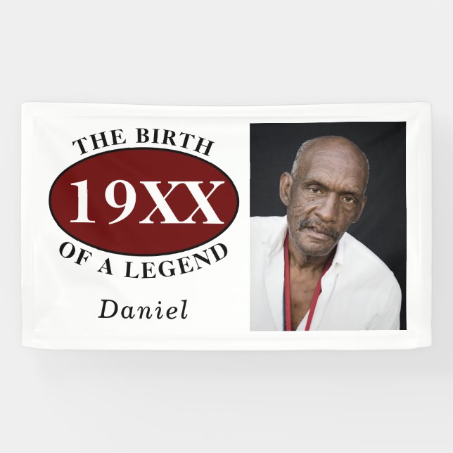 50th Birthday Photo Template Birth Of A Legend Banner (Horizontal)