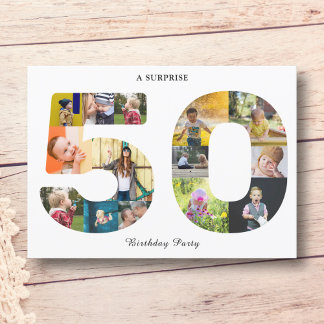 50th Birthday Photo Template Invitation