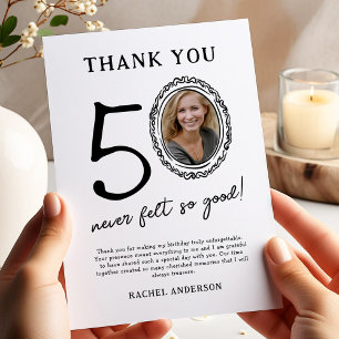 50th Birthday Photo Thank You Card