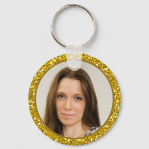 50th Birthday Photo Thank You Favours Gold Glitter Key Ring