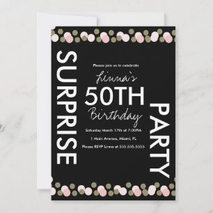 50th Birthday Pink Blush Confetti  Surprise  Invitation