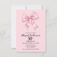 50th Birthday Pink Bow with Golf Ball Polka Dots