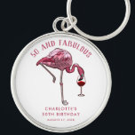 50th Birthday Pink Flamingo Novelty Swag Key Ring<br><div class="desc">Cute personalized 50th birthday party flamingo gag keychain. Add your name and message by clicking on the "Personalize" button to create a unique party swag for your celebration. Makes a perfect keepsake for guests to remember this special milestone.</div>