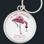 50th Birthday Pink Flamingo Novelty Swag Key Ring<br><div class="desc">Cute personalized 50th birthday party flamingo gag keychain. Add your name and message by clicking on the "Personalize" button to create a unique party swag for your celebration. Makes a perfect keepsake for guests to remember this special milestone.</div>