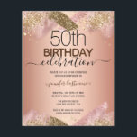 50th Birthday Pink Glitter Party Budget Invitation<br><div class="desc">Faux pink glitter paint stripe. All text is adjustable and easy to change for your own party needs. Great elegant 50th birthday template design.</div>