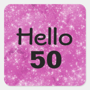 50th Birthday Pink Glitter Square Sticker