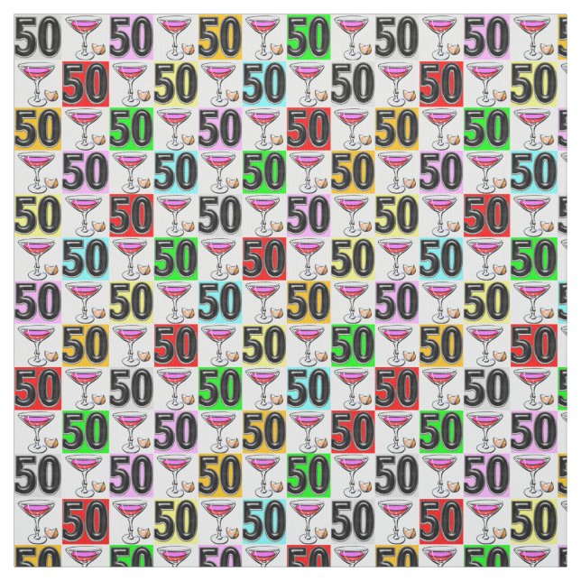 50TH BIRTHDAY PINK MARTINI FABRIC (Swatch)