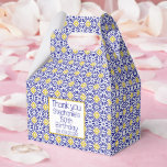 50th Birthday Portuguese Tiles Blue Mediterranean Favour Box<br><div class="desc">Portuguese tiles,  blue,  white and yellow pattern,  rustic Azulejo,  Mediterranean 50th Birthday favour box. Personalise it with your details.</div>