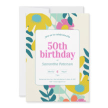 50th birthday pretty colourful floral modern