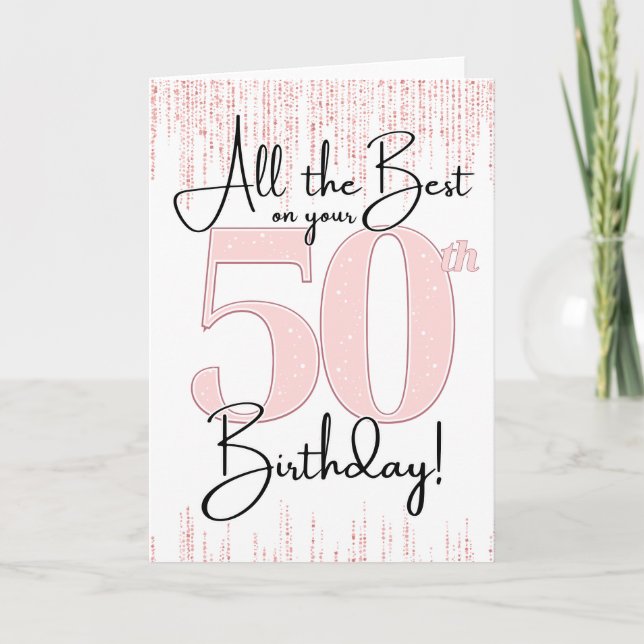 50th Birthday Pretty in Pink Card (Front)