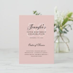 50th Birthday Program Blush Pink w/ Menu 