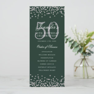 50th Birthday Program Menu Thank U Silver Green 