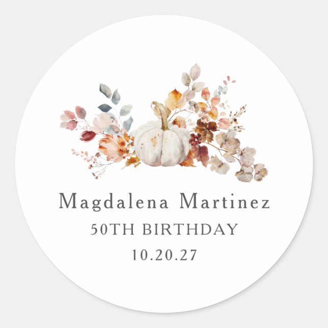 50th Birthday Pumpkin Fall Flower Envelope Seal (Front)