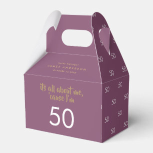 50th Birthday purple and gold simple elegant  Favour Box