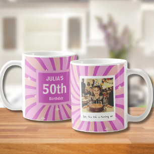 50th Birthday Purple Funny Photo Coffee Mug