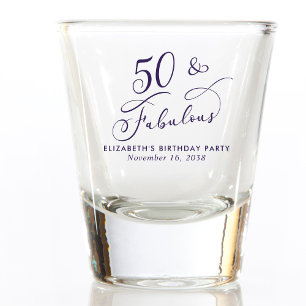 50th Birthday Purple Party Favour Shot Glass