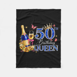 50th Birthday Queen 50 and Fabulous 50 Years Old Fleece Blanket