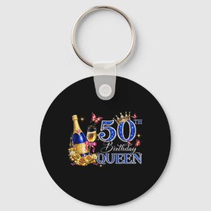 50th Birthday Queen 50 and Fabulous 50 Years Old Key Ring