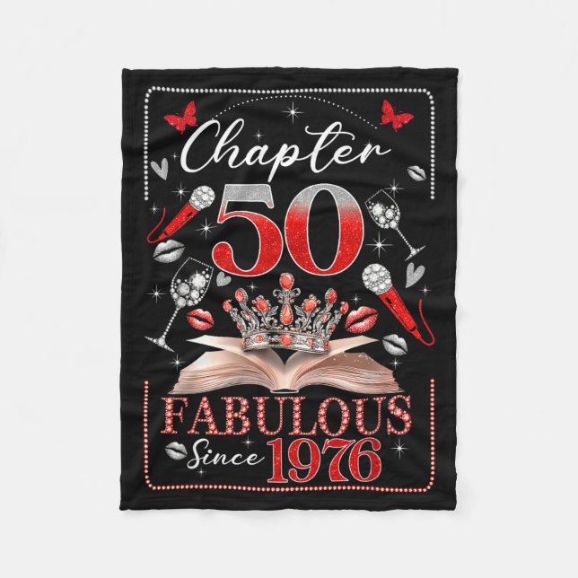 50th Birthday Queen Chapter 50 Fabulous Since 1976 Fleece Blanket (Front)