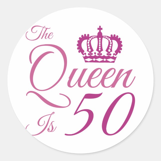 50th Birthday Queen Classic Round Sticker (Front)