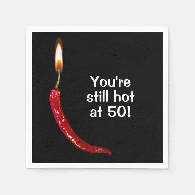 50th Birthday Red Hot Pepper Napkin (Front)