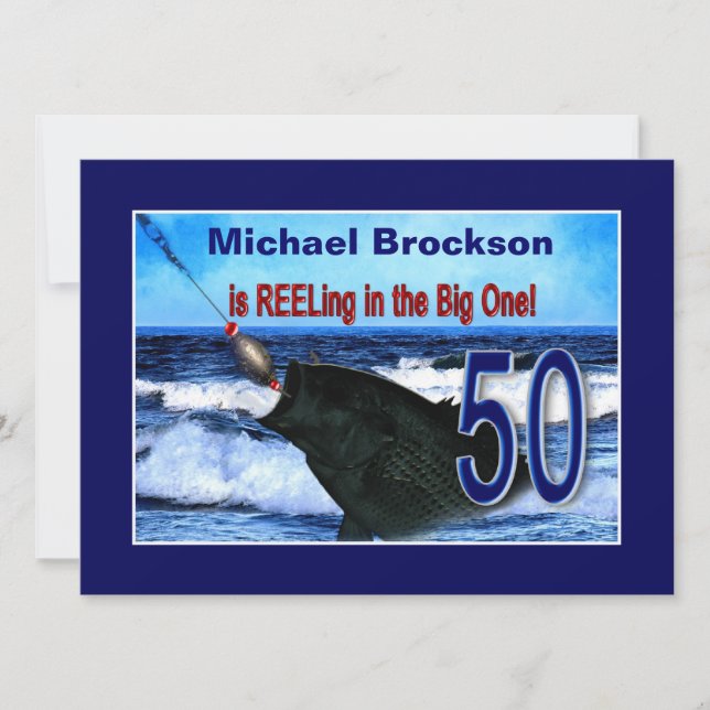 50th Birthday - Reeling in the Big One (Fish) Invitation (Front)