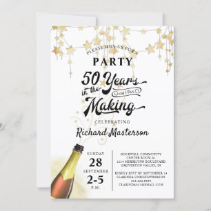 50th Birthday Retro 50 Years in Making Black Gold Invitation