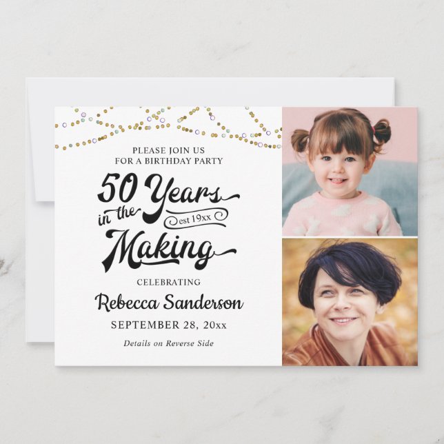 50th Birthday Retro 50 YEARS IN THE MAKING Lights Invitation (Front)