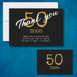 50th Birthday Retro Black And Gold Thank You Card<br><div class="desc">After that milestone 50th birthday party it's time to say thank you. Say it in style with our unique thank you cards.</div>