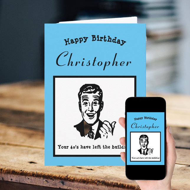 50th Birthday Retro Cartoon Funny Personalised Card (Creator Uploaded)