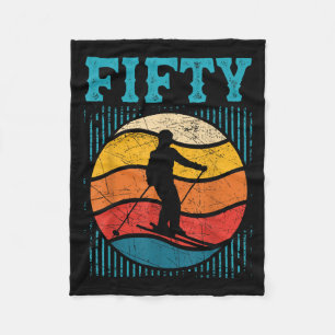 50th Birthday Retro Ski Skiing 50 Year Old Men Wom Fleece Blanket
