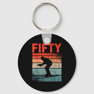 50th Birthday Retro Ski Skiing 50 Year Old Men Wom Key Ring