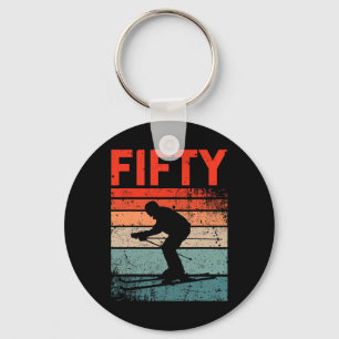 50th Birthday Retro Ski Skiing 50 Year Old Men Wom Key Ring