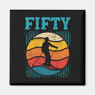 50th Birthday Retro Ski Skiing 50 Year Old Men Wom Magnet