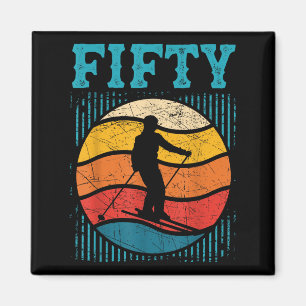50th Birthday Retro Ski Skiing 50 Year Old Men Wom Magnet