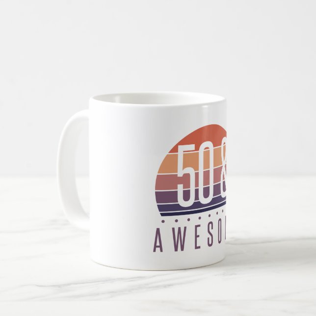 50th Birthday Retro Sunset Coffee Mug (Front Left)