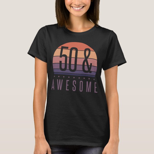 50th Birthday Retro Sunset T-Shirt (Front)