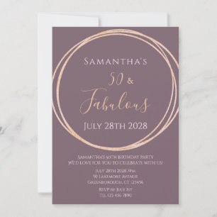 50th Birthday Rose Gold Birthday Invitation