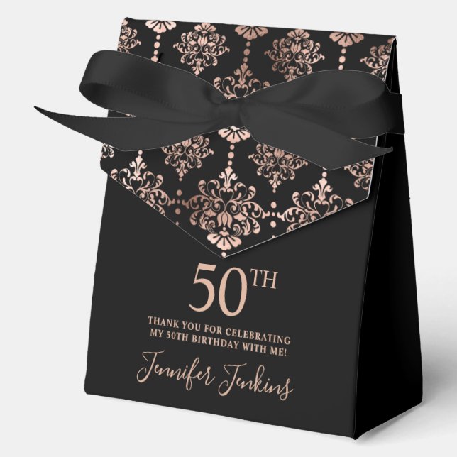50th Birthday Rose Gold Elegant Thank You  Favour Box (Front)