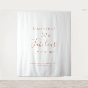 50th Birthday Rose Gold Minimal 50 and Fabulous Tapestry