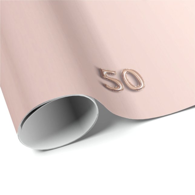 50th Birthday rose gold pink drips Wrapping Paper (Roll Corner)
