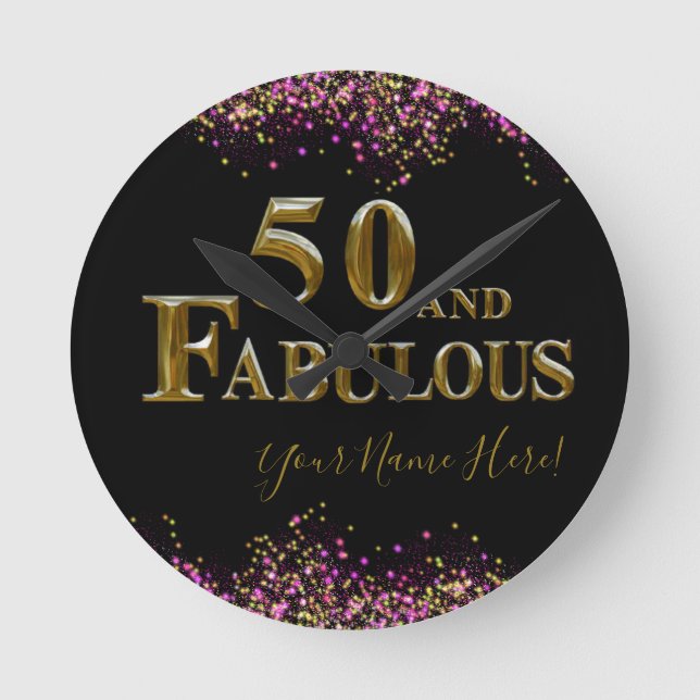 50th Birthday  Round Clock (Front)