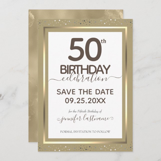 50th Birthday Save the Date  Invitation (Front/Back)