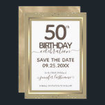 50th Birthday Save the Date  Invitation<br><div class="desc">Lovely faux foil border with shimmering confetti highlights on the top and bottom border. All text is adjustable and easy to change for your own party needs. Great elegant 50th birthday template design.</div>
